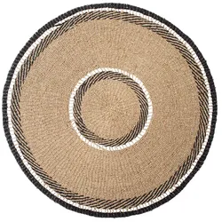 Broste Copenhagen - Anina Teppich, Ø 120 cm, natur / schwarz