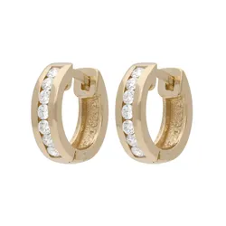 Paar Creolen LADY, gold (gelbgold 375), Ohrringe, Damen, Diamanten ct, Diamanten