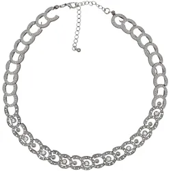 Collierkettchen STEUER "Metall silber Hufeisen Elemente", silber (silbergrau), Halsketten, Damen, 52cm, Metall, L: 52cm B: 14.0mm, glänzend, B:14.0mm