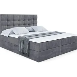 altdecor Boxbett, mit H4-Matratze und Lattenrost - BERO - 160x200 Dunkelgrau