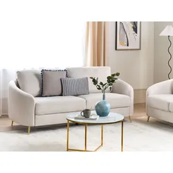 3-Sitzer Sofa hellbeige / gold TROSA