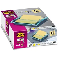 Post-it Z-Notes Dispenser XL, Schwarz und Post-it Super Sticky Z-Notes Im Großformat, gelb, liniert, 101 mm x 101 mm, 90 Blatt, à für Schule, Zuhause und Büro