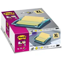 Post-it Z-Notes Dispenser XL, Schwarz und Post-it Super Sticky Z-Notes Im Großformat, gelb, liniert, 101 mm x 101 mm, 90 Blatt, à für Schule, Zuhause und Büro
