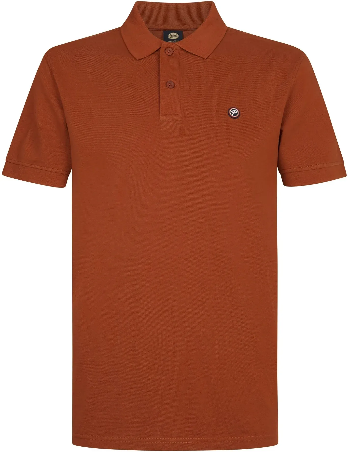 Poloshirt PETROL INDUSTRIES, Herren, Gr. L (40), braun (copper orange), Jersey, Obermaterial: 100% Baumwolle, regular fit taillenbedeckt, ohne Ausschnitt, Shirts, mit Logo Stickerei