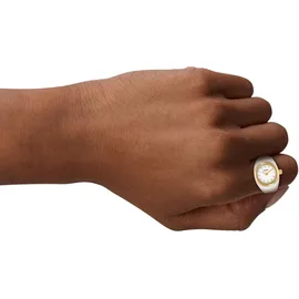 Fossil Uhrenring FOSSIL "WATCH RING", gold (goldfarben, weiß), Armbanduhren, Damen, Quarzuhr, Damenuhr, analog, Flexband, Zugband