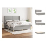 vidaXL Boxspringbett mit Matratze Hellgrau 160x200 cm Stoff