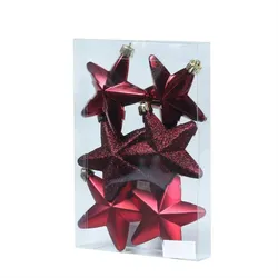 Christbaumschmuck Weihnachtsbaumschmuck Sterne bruchfest weinrot 6St.