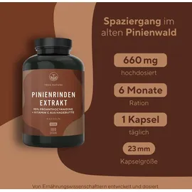 True Nature True Nature® Pinienrindenextrakt Kapseln mit Vitamin C - Vegan & Made in Germany 180 St