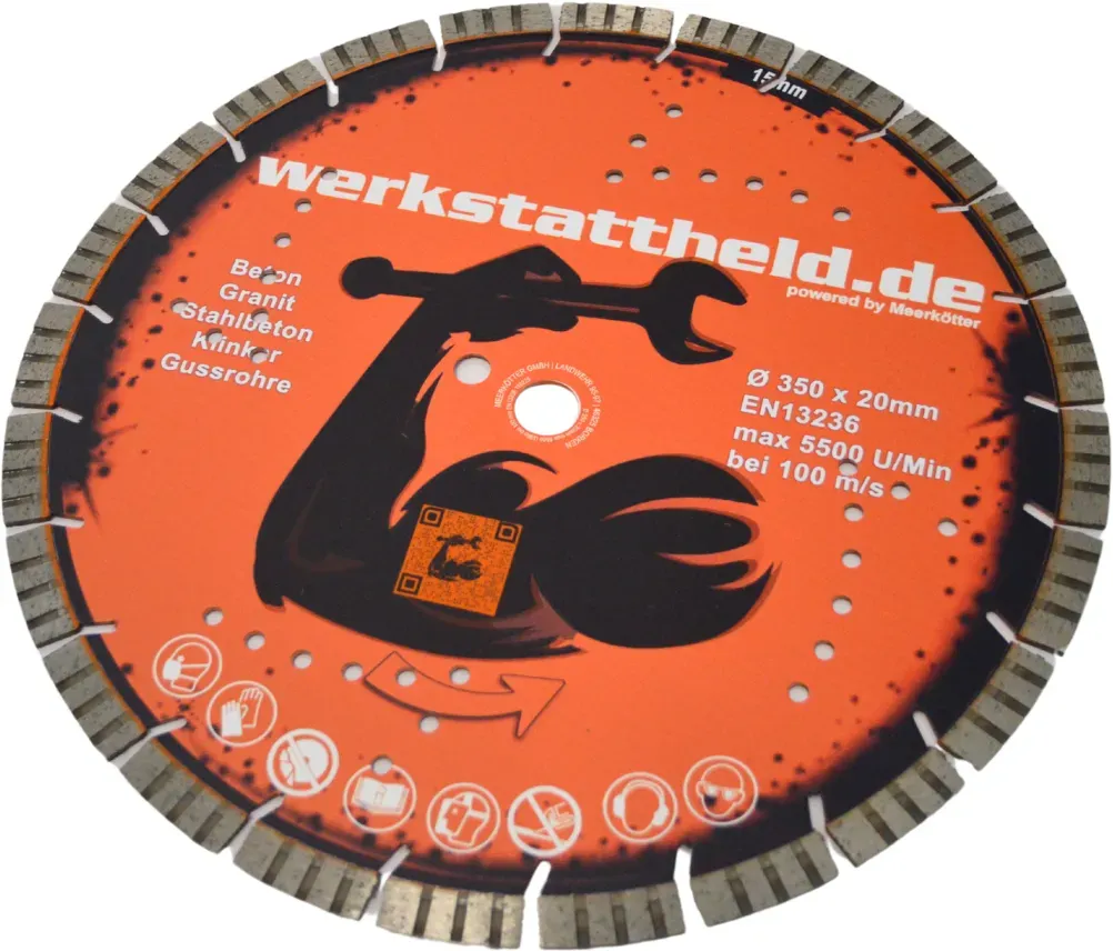 Werkstattheld-Diamanttrennscheibe 350x20,0mm, 15mm Turbosegment für STIHL