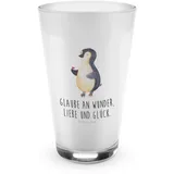 Mr. & Mrs. Panda Glas Pinguin Marienkäfer - Geschenk, Cappuccino Glas, Pinguine, Latte Macchiato, Cappuccino Tasse, Liebe, Glück