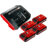 Einhell PXC Starter Kit 4x Power X-Change Plus Akku 18 V 4,0 Ah ( 4x 4511553 + Power X-Twincharger 3A Doppel Ladegerät ( 4512069 )