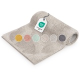 Blumtal Badematte 50x80 cm Hochflor - Oeko-TEX zertifizierter Badteppich - Badematten & Badteppiche - Duschvorleger - Badvorleger rutschfest waschbar - Bathroom Rug - Teppich Bad in Beige