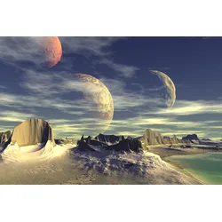 Fototapete PAPERMOON "PLANETEN-FUTURISTISCH WELTRAUM MOND GALAXIE UNIVERSUM", bunt, B:4,00m L:2,60m, Vlies, Tapeten