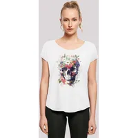 F4NT4STIC Long Cut T-Shirt Totenkopf Blumen in weiß |