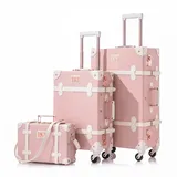 Unitravel Vintage Kofferset 3 Teilig mit Kosmetikkoffer für Damen