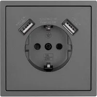 McPower Schutzkontakt-Steckdose McPower ''Shallow'' 2x USB-A - 5V/2,1A anthrazit,