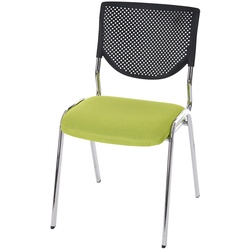 Besucherstuhl H401, Konferenzstuhl stapelbar, Stoff/Textil ~ Sitz grün, Füße chrom