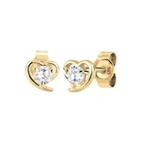 ELLI PREMIUM Ohrstecker Herz Zirkonia Gelbgold weiß 585