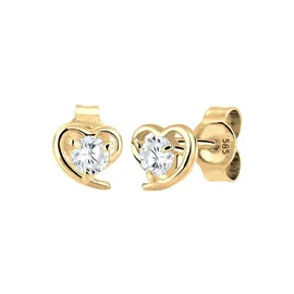 Elli Ohrstecker Herz Zirkonia Gelbgold weiß 585