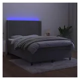 vidaXL Boxspringbett 140 x 200 cm LED Hellgrau