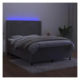 vidaXL Boxspringbett 140 x 200 cm LED Hellgrau
