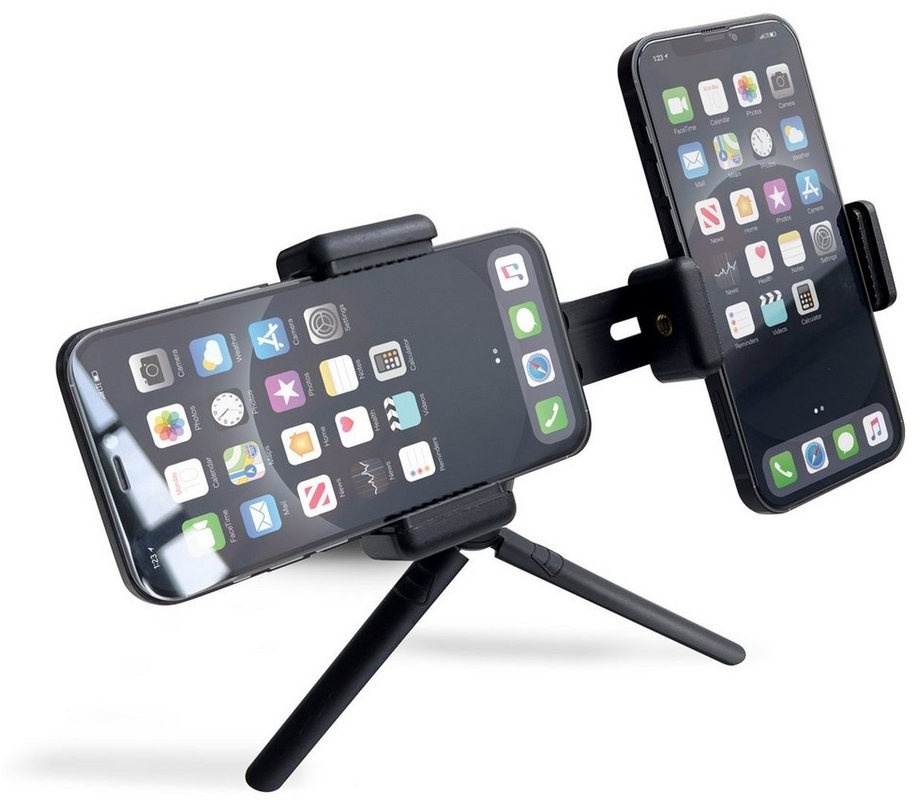 cofi1453 Zweifach verstellbarer Smartphone-Halter mit Stativ Halterung Smartphone-Halterung schwarz