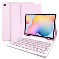 Samsung Tab S6 Lite Hülle mit Tastatur, Schutzhülle mit Pencil Halter Wireless Tastatur (QWERTZ Deutsches) für Galaxy Tab S6 Lite 10,4 2022/2020(P610/P613/P615/P619), Rosa