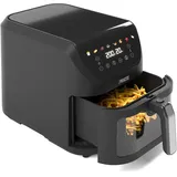 Princess Heißluftfritteuse 182258 SlimFry Airfryer, 2000 W, 8 L, platzsparendes Design, fettfreie Kochtechn., 8 Progr., 55dB leise schwarz