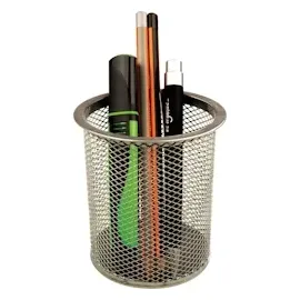 Helit Stifteköcher Mesh H2518100 9x10cm rund 1Fach Metall silber