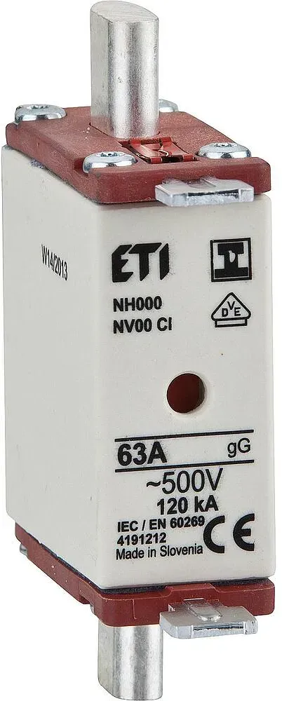Sicherung NH AC 500V, Gr. 00/ 125A ISO, VPE 3 ETI