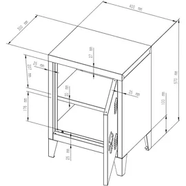 [en.casa] Nachtschrank Inari 30 x 40 x 57 cm Weiß