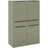 Set One by Musterring Highboard 92 x 140 x 42 cm Olivgrün matt lack / Olivgrün glanz