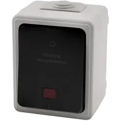 Feuchtraum Heizungs Hauptschalter McPower ''Taff'', 250V~/10A, IP44, AP, grau