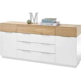 MCA Furniture MCA Sideboard »Dubai«, weiß Matt mit Absetzungen in Eiche