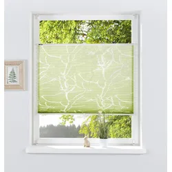 my home Plissee »Anna« Lichtschutz ohne Bohren verspannt Ästemotiv, Bestseller mit über 500 4,5-Sterne-Bewertungen, Klemmträger my home grün 210 cm