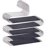 6er-Pack rutschfeste S-förmige Edelstahl-Hosenbügel, Jeans, Schals, Hosenbügel – Schwarz