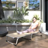 Outsunny Sonnenliege Faltbar Gartenliege Mit Kopfkissen Ergonomisch Relaxliege Mit 4-stufig Verstellbaren Rückenlehne Alu Bis 120 Kg Belastbar Für Garten, Terrasse, Pool, , Strand,beige