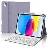 IVEOPPE Tastatur für iPad 10. Generation, Hülle mit Tastatur für iPad 10 10.9" 2022, Bluetooth Magnetisch Abnehmbare QWERTZ Hülle Tastatur für iPad 10 Generation 10,9 Zoll, Lila