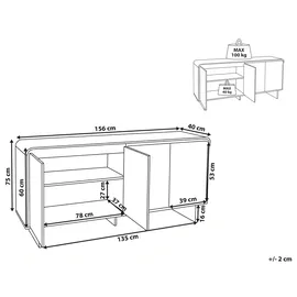 Beliani Sideboard mit 4 Türen Deloraine Hellbraun