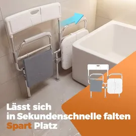HOMECALL Duschstuhl Faltbar mit Armlehnen Höhenverstellbar weiß