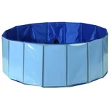 Swimmingpool Schwimmbecken für Hunde und Katzen Hundepool Hundeplanschbecken Hundebadewanne, Faltbarer Hunde-Pool mit PVC, rutschfest verschleißfest Ø80x30cm (blau)