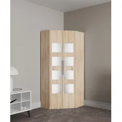 Eckkleiderschrank PRIESS "Saragossa", braun (struktureichefarben hell), H:193cm, Kunststoff, Schränke, mit 8 Einlegeböden und 2 Kleiderstangen