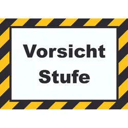 Vorsicht Stufe Schild A2 Rückseite selbstklebend