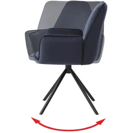 Mendler Esszimmerstuhl HWC-G67 Samt anthrazit-blau