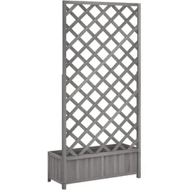 vidaXL Pflanzkübel mit Spalier 35 x 35 x 180 cm Grau