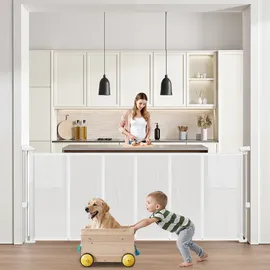 Vevor einziehbares Babygitter ausziehbar (max. 180 cm breit 87 cm hoch), einziehbares Gitter für Kinder oder Haustiere, Netzmaterial, Türsturzgitter