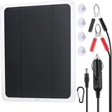 Solar Autobatterie Ladegerät 20W 12V, Solarpanel Solar Ladegerät für Auto-Batterien, Solarmodul Solarladegerät Solar Panel Notstromversorgung Mit Krokodilklemmen Adapter Für Auto Mobiltelefone
