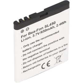 AccuCell Akku passend für Bea-Fon SL450, SL560 3,7 Volt 650mAh