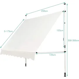 Costway Klemmmarkise 250 cm beige