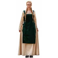Leonardo Carbone® Damen Überkleid Wikinger Aila | Verstellbare Seitenschnürung | Ideal Für LARP, Karneval, Cosplay, Halloween, Mittelalter, Wikinger, Kostüm | Wolle Grün S/M